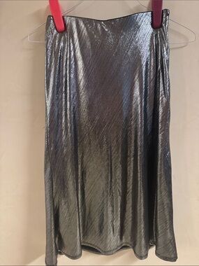 Aqua Metallic Silver A-Line Skirt